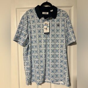 ORIGINAL PENGUIN Blue and White Patterned Polo